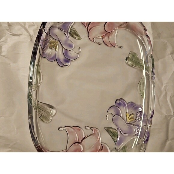 MIKASA Crystal Floral 12" Platter - Clear Glass - Picture 3 of 10